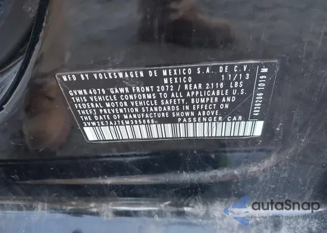 2014 Volkswagen Jetta 2.0L S from USA, damaged, VIN 3VW2K7AJ7EM395668